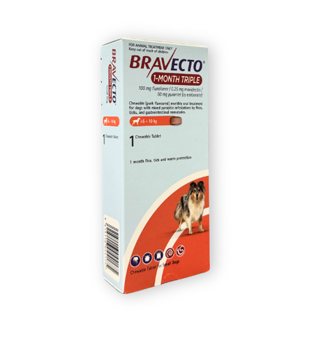 Bravecto 1 Month Triple Small Dog 5.1 - 10kg 1pk