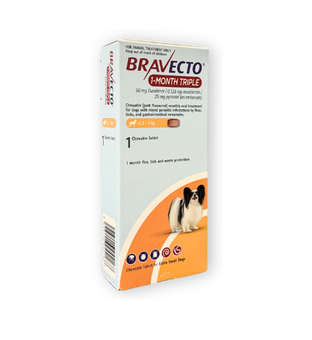 Bravecto 1 Month Triple X-Small Dog 2.5-5kg 1pk
