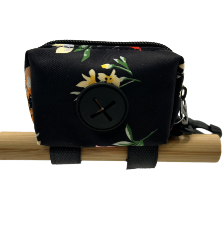 Latched Poop Bag Holder – Black Floral