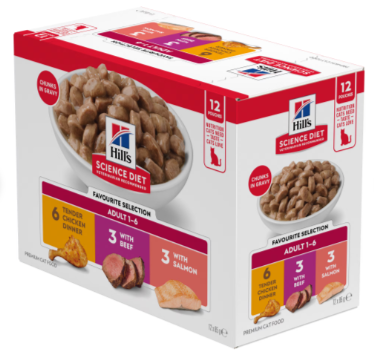 Hill's Science Diet Adult Favourite Selection Variety Pack Pouches 12x85g