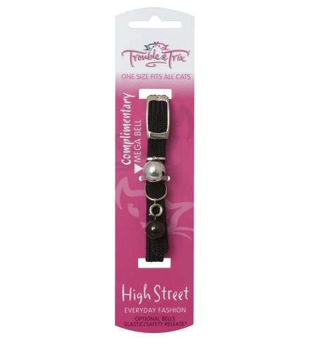 Trouble & Trix Cat Collar High Street Stretch Black