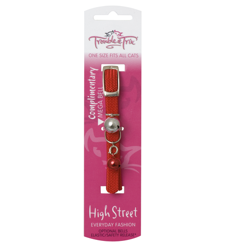 Trouble & Trix Cat Collar High Street Stretch Red