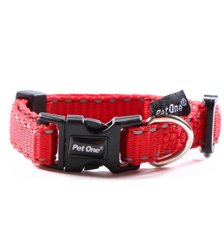 Pet One Collar Adjustable Reflective 20mm 35-50cm Red