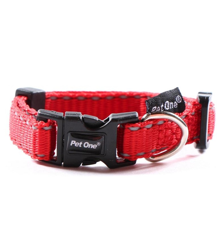 Pet One Collar Adjustable Reflective 20mm 35-50cm Red