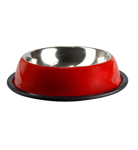Stainless 450ml Bowl Non Tip anti Skid Red