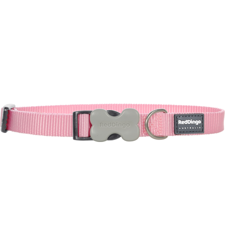 Red Dingo Dog Collar Plain Pink Medium 20mm x 30-47cm