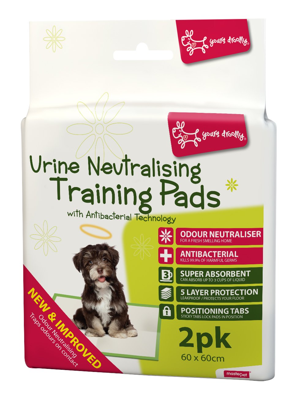 Yours Droolly Urine Neutralising Anti Bacterial Training Pads 2 pack Dog The Pet Centre Yours Droolly Training Pads