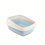 Cat Love Rimmed Litter Tray Medium Blue / Grey-cat-The Pet Centre