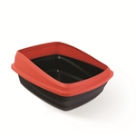 Cat Love Rimmed Litter Tray Medium Charcoal / Red-cat-The Pet Centre
