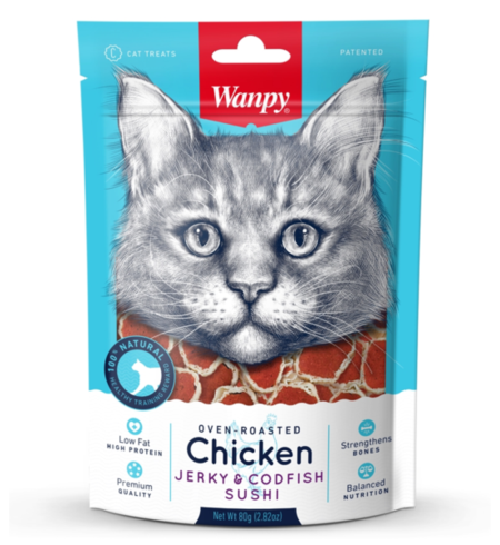 Wanpy Chicken & CodfishSushi Cat Treat 80g