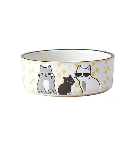 Tangled Kitty Bowl - Yellow 13cm