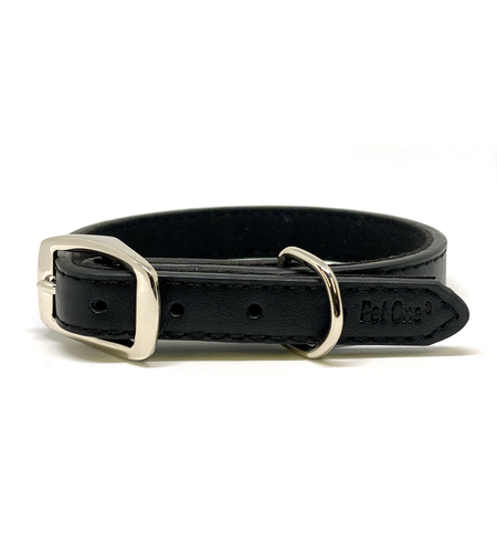 Pet One Leather Collar 30cm Black
