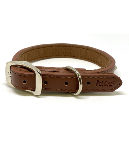 Pet One Leather Dog Collar 40cm Brown