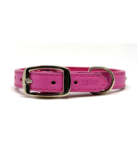 Pet One Leather Dog Collar 45cm Pink
