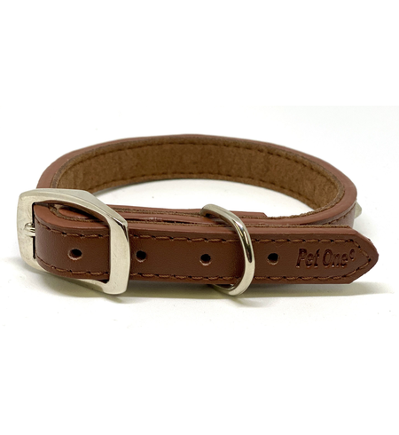 Pet One Leather Dog Collar 55cm Brown