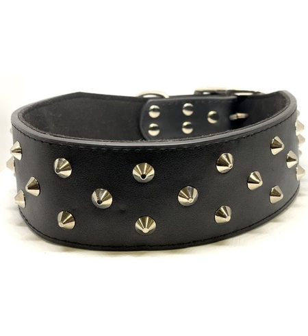 Pet One Leather Dog Collar Triple Stud 55cm Black