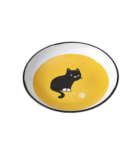 Tangled Kitty Saucer - Yellow 13cm