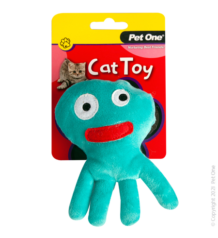 Pet One Cat Toy - Plush Octopus Blue 12.5cm