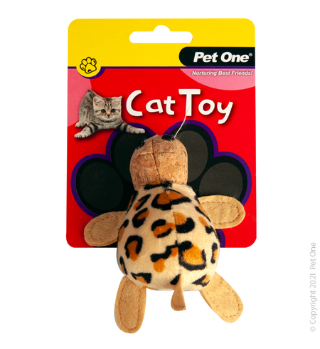 Pet One Cat Toy - Plush Leopard Tortoise 10.5cm