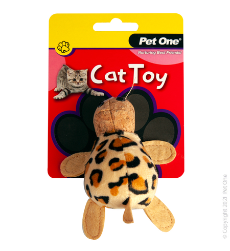 Pet One Cat Toy - Plush Leopard Tortoise 10.5cm