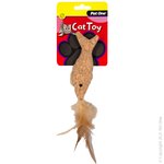 Pet One Cat Toy - Plush Cork Fish With Feather 14cm-plush-The Pet Centre