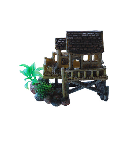 Aqua Care Ornament Rustic Hut Medium 15cm 