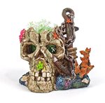 Aqua Care Ornament Skull & Anchor with Plant 18x19cm-fish-The Pet Centre