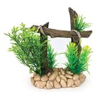 Aqua Care Ornament Wood Railing with Plant 13cm-fish-The Pet Centre