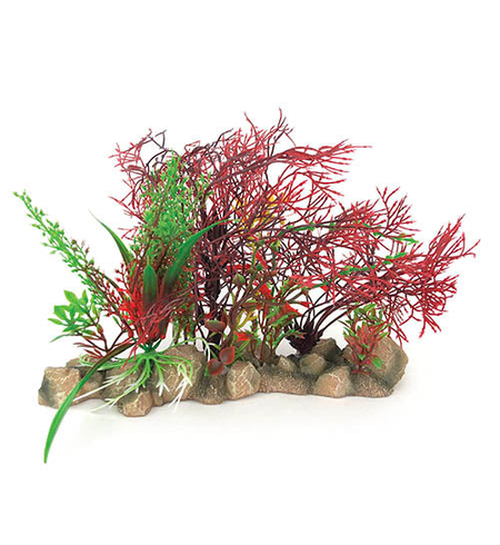 Aqua Care Ornament Plants with Rock Base 21cm