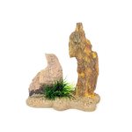 Aqua Care Ornament Twin Rock with Plant-fish-The Pet Centre