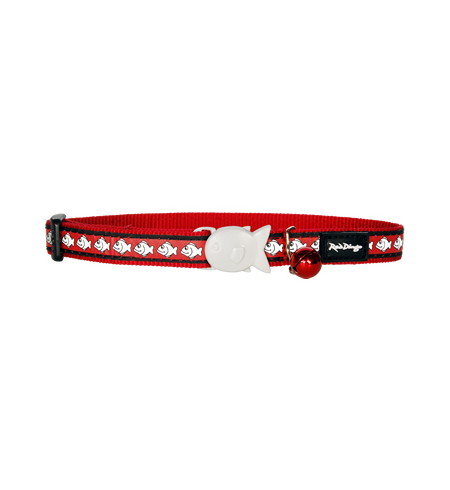 Red Dingo Cat Collar Reflective Fish Red 12mm x 20-32cm