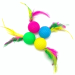 Rattle Golfball with Feathers-cat-The Pet Centre